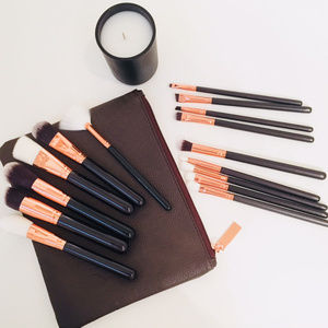 NWT 15 Piece Makeup Brush Set with Bag